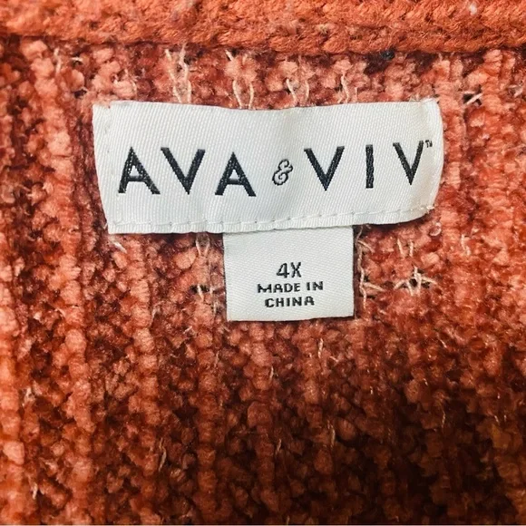 Ava Viv Pullover V-Neckline Soft & Cozy Knit Sweater. Rust Color Sz 4X - Picture 10 of 11